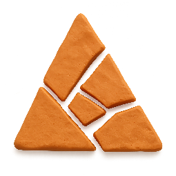 fragmented-triangle stylized as claymation