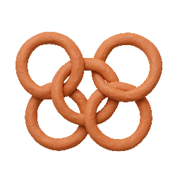 interlocking-rings stylized as claymation