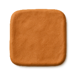 rounded-square stylized as claymation