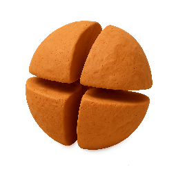 sliced-sphere stylized as claymation