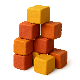 stacked-cubes stylized as claymation