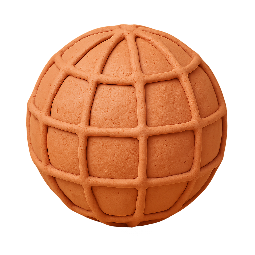 wireframe-sphere stylized as claymation