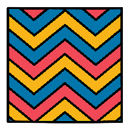 chevron-pattern stylized as comic