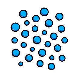 floating-dots stylized as comic