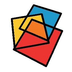 overlapping-squares stylized as comic