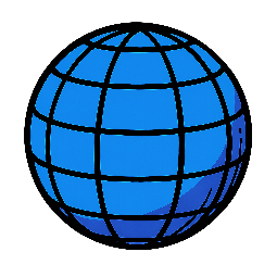 wireframe-sphere stylized as comic