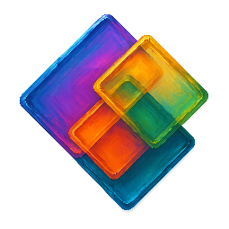 overlapping-squares stylized as digital