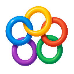 interlocking-rings stylized as shiny
