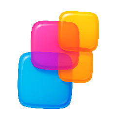overlapping-squares stylized as shiny