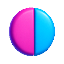 split-circle stylized as shiny