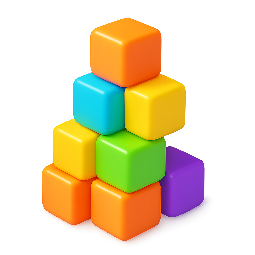 stacked-cubes stylized as shiny