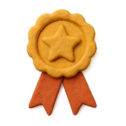 badge stylized as claymation