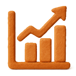 bar-chart-up stylized as claymation