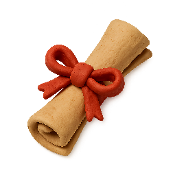 diploma-scroll stylized as claymation