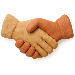 handshake stylized as claymation