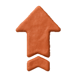 level-up-arrow stylized as claymation