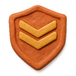 rank-shield stylized as claymation