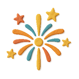 success-fireworks stylized as claymation