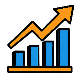 bar-chart-up stylized as comic
