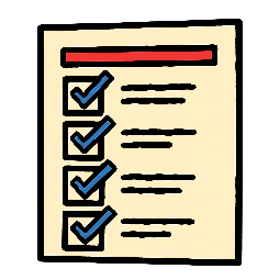 checklist stylized as comic