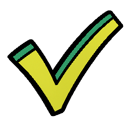 checkmark stylized as comic
