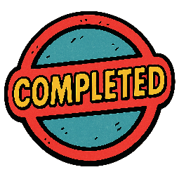 completed-stamp stylized as comic