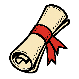 diploma-scroll stylized as comic