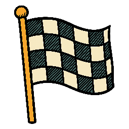finish-line-flag stylized as comic