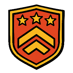 rank-shield stylized as comic