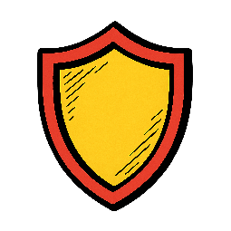 shield-icon-simple stylized as comic