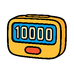 step-counter stylized as comic