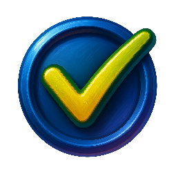 checkmark-in-circle stylized as digital