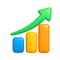 bar-chart-up stylized as shiny