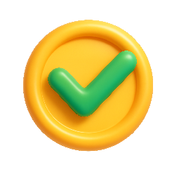 checkmark-in-circle stylized as shiny