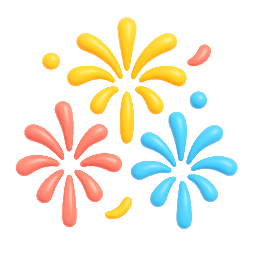 success-fireworks stylized as shiny