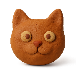 cat-head stylized as claymation