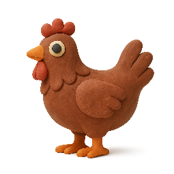 chicken stylized as claymation