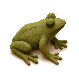 frog stylized as claymation