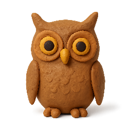 owl stylized as claymation