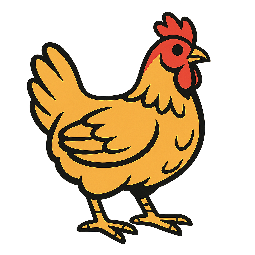 chicken stylized as comic