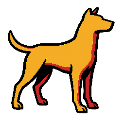dog-silhouette stylized as comic
