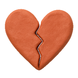 broken-heart stylized as claymation