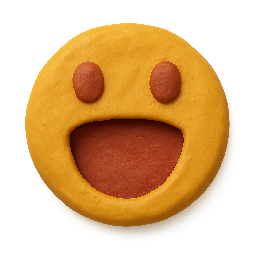 cheering-face stylized as claymation