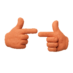 finger-guns stylized as claymation