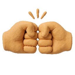 fist-bump stylized as claymation
