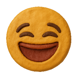 laughing-emoji stylized as claymation