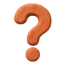question-mark-large stylized as claymation