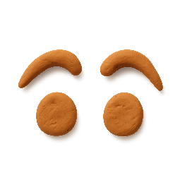 raised-eyebrows stylized as claymation