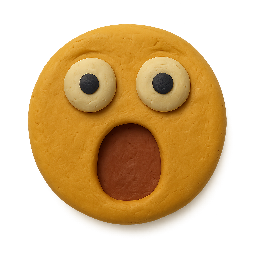 shocked-face stylized as claymation