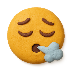 sighing-emoji stylized as claymation